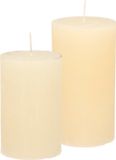 Ensemble de bougies pilier/cylindriques - 2x - blanc ivoire - modèle rustique