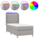 vidaXL Boxspringbed met matras en LED-verlichting, lichtgrijs, 90x200 cm, stof