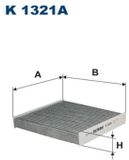 Filtron K 1321A - Interieurfilter met Actief Koolstof - Pollenfilter - 200 x 212 x 34 mm - Anti-Geur