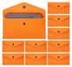 Lot de 10 portefeuilles en feutre avec bouton, couleur orange, dimensions 190 x 100 mm