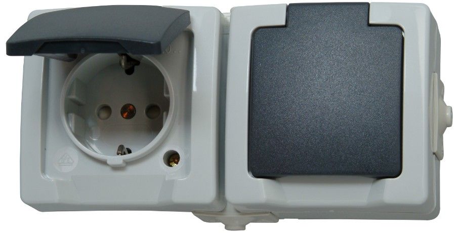 Kopp 137056002 - Wandcontactdozen - Zwart, Grijs