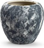 Jodeco Plantenpot/bloempot Marble - wit/zwart - keramiek - D18 x H16 cm