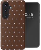 Selencia Hoesje - Geschikt voor Samsung Galaxy S26 FE - Backcover met Magnetische Ring - Happy Dots Chocolate