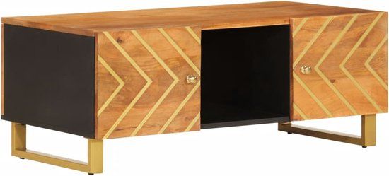 vidaXL Salontafel 100x54x40 cm massief mangohout bruin en zwart