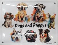 I&S Honden en Puppy's Metalen wandbord in reliëf 15 x 20 cm