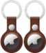 Rosso 2-Pack Deluxe Echt Leer Sleutelhanger Hoesje voor Apple AirTag - Bruin