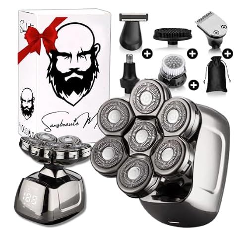 Sansbeauté Skull Sharp PRO 6-in-1 Electric Face & Head Shaver - Silver Edition