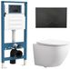 QeramiQ Dely Swirl Compact Toiletset - inbouwreservoir QeramiQ flush - slim zitting - kunststof bedieningsplaat mat zwart - ronde knoppen - glans wit
