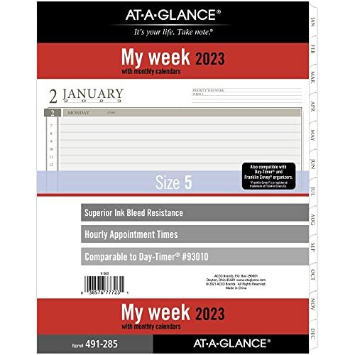 AT-A-GLANCE 2023 Weekly Planner Refill - 8.5" x 11" - Size 5 - Loose-Leaf