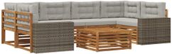 vidaXL - Extérieur - canapé - set - 7 - pcs - Naturel - et - gris clair - Polyester