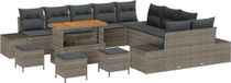 vidaXL Tuinbank - Set - 14 - st - Grijs - poly - rattan