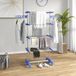 Tendedero plegable azul, 4 niveles, 142 x 55 x 172 cm, con alas laterales, para interior y exterior