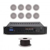 SubZero Gear4music SubZero 120W 100V 6 Inch 8x Zone Ceiling Speaker System
