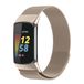 Wigento Fitbit Metalen stalen mesh polsband met magnetische sluiting, beige