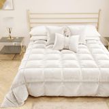 PETTI Artigiani Italiani - Warm fluwelen dekbed 260x270 cm, dubbelzijdige sprei, 350 g/m², Melkwit, gemaakt in Italië