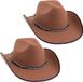 Merkloos Cowboyhoed voor volwassenen - 2x stuks - bruin - Carnaval verkleed - Western - sheriff - cowboy