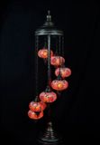 Halay Turkse lamp 7 bollen vloerlamp - handgemaakt mozaïek in rood en oranje - hoogte 160 cm - E-14 fitting