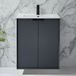 Hudson Reed Meuble vasque - 60 cm - Plan encastré - Suspendu - Anthracite - Poignée design noire