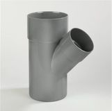 Dyka T-stuk met 2x mof en 1x spie 45° PVC grijs keurmerk BRL52100 50 x 40mm