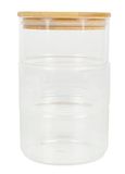 BIRAMBEAU - Keukenhulp, glas, 400 ml, 3 vakken, voorraaddozen, deksel van bamboe