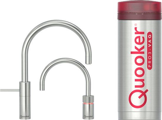 Quooker Nordic Round Twintap 3-in-1 Kokendwaterkraan RVS met PRO3 Boiler