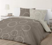 TRANKIELO® - Housse de couette taupe 240 x 220 cm avec 2 taies d'oreiller - 100% coton, réversible, certifié