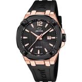 Jaguar J1013/1 Polshorloge Heren Kwarts Zwart Roze Staal Siliconen 44mm 10 ATM
