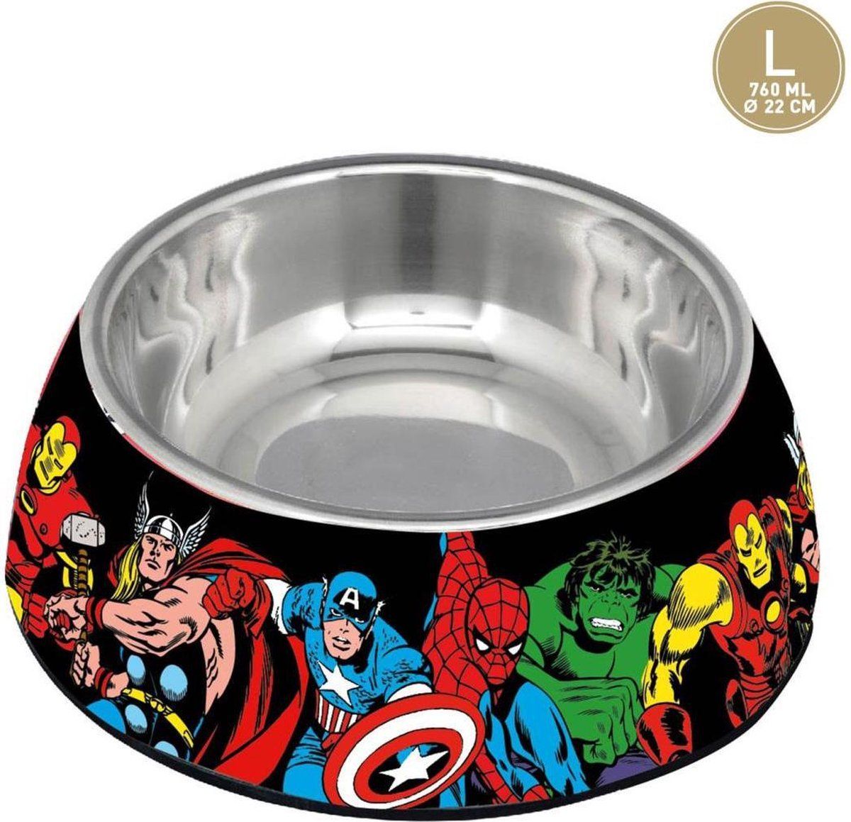 Cerdá MARVEL - Dieren Drink/Voer Bak - Maat L (760ML - 22CM) - Zwart