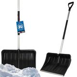 KOTARBAU® Sneeuwschuiver 54 cm met aluminium steel Versterkt kunststof blad met metalen beslag met ergonomische handgreep Zwart 136 cm