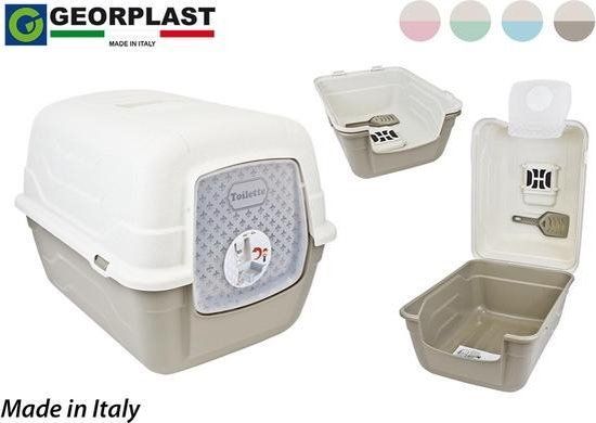Georplast RotoToilet Kattenbak - 52 x 40 x 40 cm - Grijs Wit - Kunststof - Gesloten