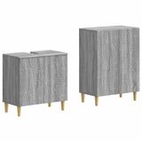 vidaXL - 2-delige - Badkamerkast - Set - DELFT - Grijs - Sonoma - Bewerkt - hout