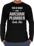 Bellatio Decorations Awesome Plumber - T-shirt voor heren, zwart, maat M