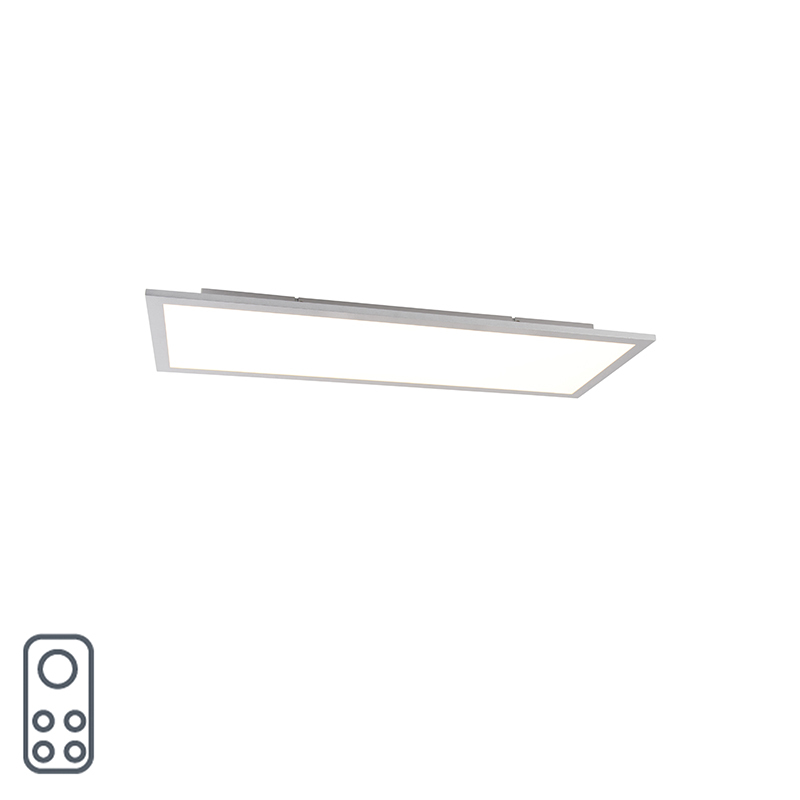 QAZQA Modern LED-paneel staal incl. LED dimbaar met afstandbediening 80 cm - Liv Q