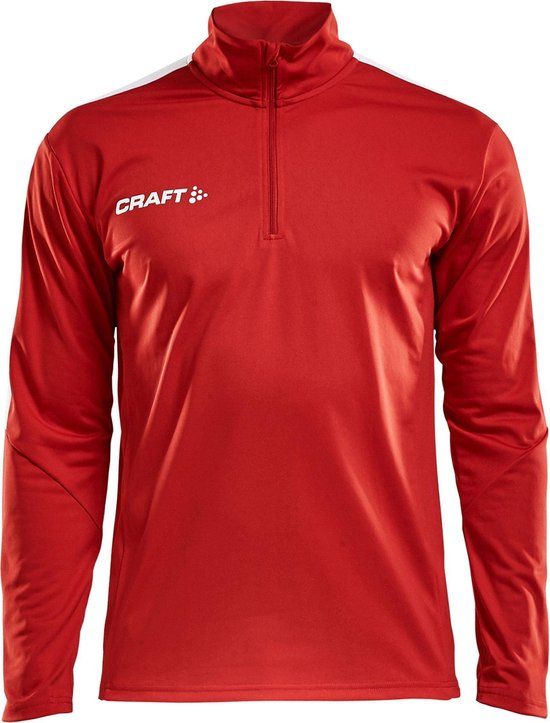 Craft Progress Halfzip LS Shirt Heren - Maat M - Rood/Wit
