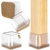 Euqvunn Square Chair Leg Caps 18pcs, Chair Leg Protectors, Chair Leg Floor Protectors, Chair Leg Covers, Rubber Leg Caps, Protective Caps for Chair Legs with Felt 35-40mm