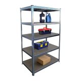 Relaxdays stellingkast, staal en MDF, 1250 kg, 180x100x60 cm, 5 planken, zilver, steeksysteem garage