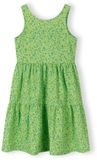 Minoti Meisjes Jurk met Bloemenprint - Mouwloos Gelaagd - Groen - Maat 146
