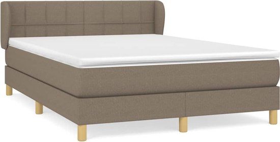 vidaXL Boxspring met matras stof taupe 140x190 cm