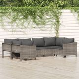 Maison Exclusive - Salon de jardin, 6 pièces, avec coussins, gris, en polyrotin