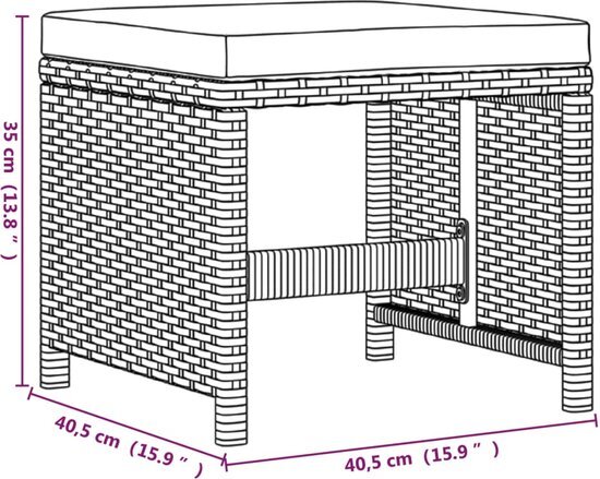 vidaXL 9-delige Tuinset met kussens poly rattan zwart