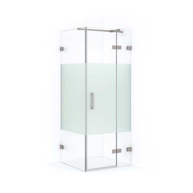 Maxaro Douchecabine Diamond 80x80cm 8mm Helder Veiligheidsglas met Matte Strook Geborsteld RVS
