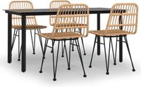 vidaXL 5-delige Tuinset Poly Rattan Bruin