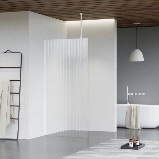 FortiFura Galeria Inloopdouche - 60x200cm - Ribbelglas - Mat Wit