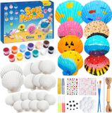 Set de peinture pour enfants, art et artisanat pour enfants, 18 coquillages naturels avec et sans trous