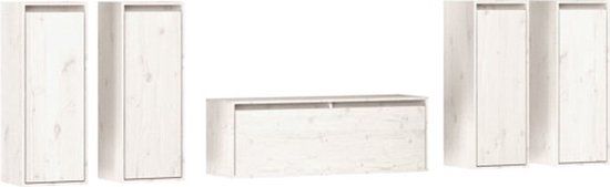 vidaXL Tv-meubel massief grenenhout wit