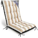 Amazinggirl Tuinstoelkussen Hoge Rug 50x120 cm Wit-beige strepen