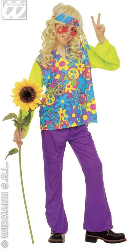 Widmann Hippie Kostuum Hippie Jongen Power Of Flower Kostuum Maat 128 Carnaval kostuum Verkleedkleding