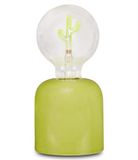 Cartomania Bureaulamp, cactus, Feel at Home, groen, keramiek, zacht licht, eenvoudig aan te schakelen, AA-batterij inbegrepen, voor kinderen en jongeren, cadeau-idee