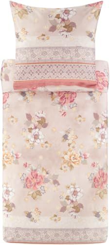 Bassetti Hanami beddengoed + 1 kussensloop van 100% katoensatijn in de kleur beige 41, afmetingen: 155x220 + 1 K 80x80 cm - 9329914