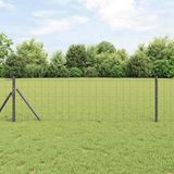 vidaXL Euro-hek met grondbevestiging 25 x 0,8 m pvc-coated staal grijs